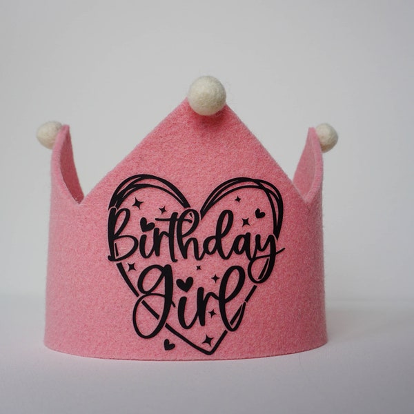 Felt crown, birthday crown, party hat, toddler birthday, birthday outfit, dress up crown, birthday girl