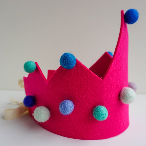Birthday crown, party hat, toddler birthday, birthday outfit, dress up crown, felt crown