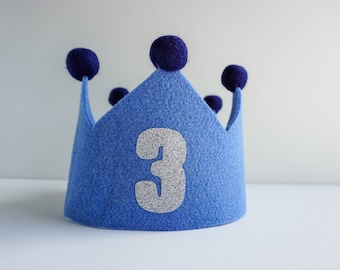 Birthday crown, felt crown, party hat, toddler birthday, birthday outfit, dress up crown, gift for boy