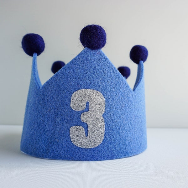 Birthday crown, felt crown, party hat, toddler birthday, birthday outfit, dress up crown, gift for boy