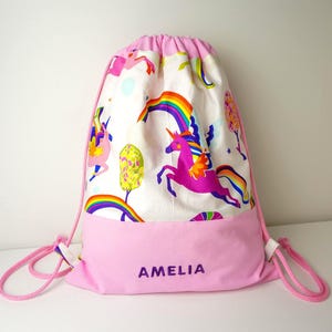 Sac à cordon personnalisé pour enfants, sac licorne, sac de garderie, sac à dos de chambre d'enfant