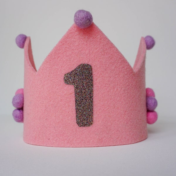 Birthday crown, felt crown, party hat, toddler birthday, birthday outfit, dress up crown, gift for girl