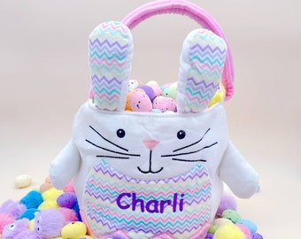 Personalized Easter Basket, Embroidered Easter Bunny Basket,  Kids Bunny Basket with Name, Custom Easter Bag,Kids Easter Gift,Girls Boys