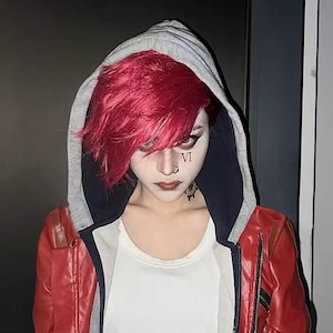 バトルボーン Vi コスプレウィッグ、二都の戦いウィッグ、赤いウィッグ、黒いウィッグ、クールなウィッグ、コスプレ