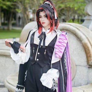 Kokushibo Cosplay Wig | Demon Slayer Anime Wig | Black Long Wig | Heat Resistant Synthetic Hair | Anime Costume Wig | Halloween Wig