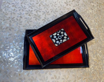 Silver Leaf Red Tray