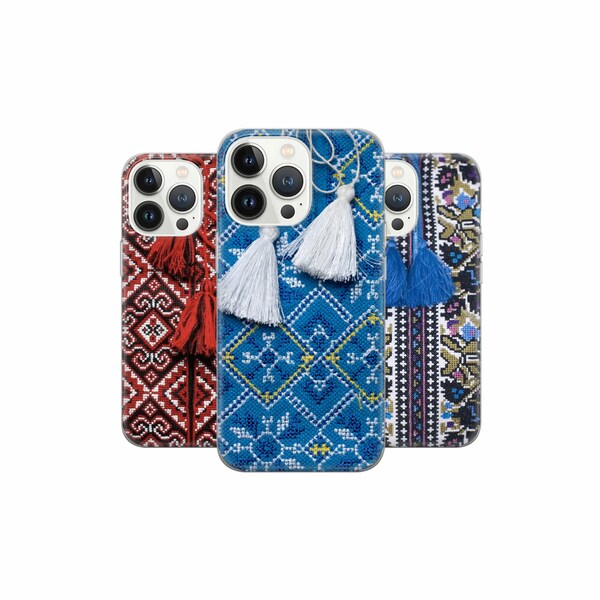 Handcrafted thread Phone Case Embroidery Cover for iPhone 15Pro,14,13,12,11, Google Pixel 8, 7A, 6A, Samsung Galaxy S24Ultra, S23fe, S22,A54