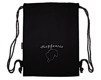 Hopfensee gym bag embroidered, not printed bag backpack gift sticker made in Bavaria