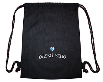 bassd scho gym bag Bavarian embroidered, not printed grey bag backpack personalizable with name