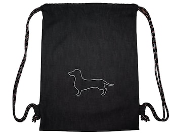 Bolsa de deporte Dachshund perro bordado, bolso mochila no estampado personalizable, otros perros también posibles No dude en escribir sus deseos.