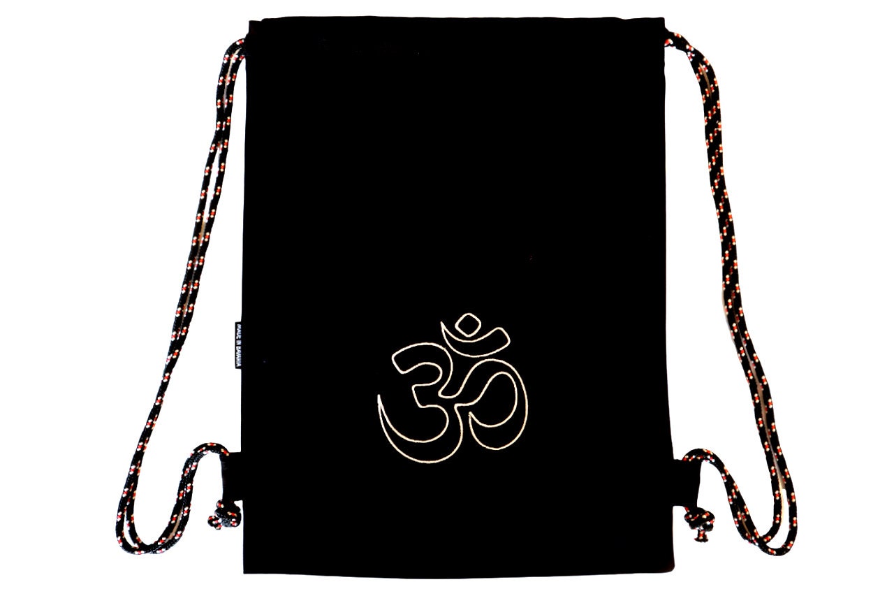 Black Bag Gym Bag Ohm Sign Embroidered Sports Bag Backpack