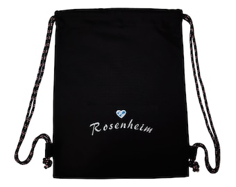 Sac de sport Rosenheim brodé, non imprimé, sac à dos, sac de sport, autocollant Made in Bavaria