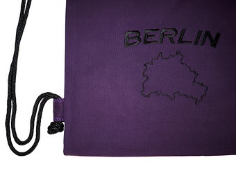 BERLIN avec contour sac de sport brodé, non imprimé sac de couleur baie violette sac à dos idée cadeau Made in Germany