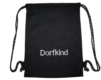 Dorfkind gym bag embroidered, not printed grey bag backpack funny gift Made in Germany