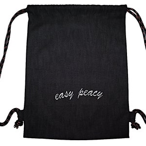 easy peacy gym bag embroidered, not printed grey bag backpack easy life great life funny gift Made in Bavaria image 1