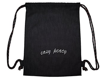 easy peacy Turnbeutel bestickt, nicht bedruckt grau Tasche Rucksack leichtes leben tolles leben witziges Geschenk Made in Bavaria