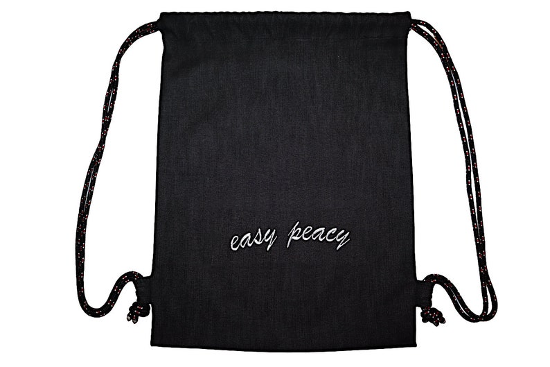 easy peacy gym bag embroidered, not printed grey bag backpack easy life great life funny gift Made in Bavaria image 1