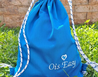 Ois Easy PREMIUM Turnbeutel bayrisch bestickt blau Tasche Rucksack individualisierbar