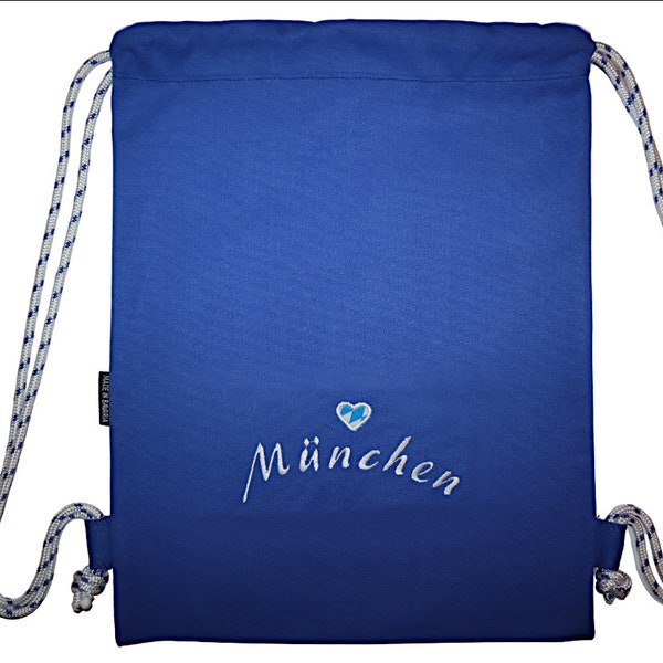 Munich gym bag Munich City embroidered royal blue backpack bag