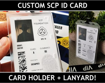 Carte d'accès SCP personnalisée avec vos informations et photo Réplique de brèche de confinement cosplay creepypasta d'entreprise de carte-clé SCP