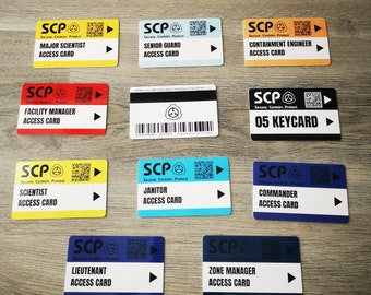 SCP Access Cards Containment Breach Video Game Secret laboratory ID Card Security Access Card scp prop cosplay replica gift for gamer