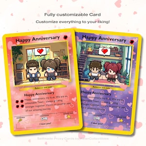 Carte d'anniversaire personnalisée inspirée de Pokemon, carte Pokemon peinte à la main comme cadeau de Saint-Valentin, carte de voeux originale, carte de fiançailles de mariage