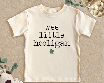 Wee Little Hooligan Toddler Sweatshirt - Vintage Natural Crew Neck- St Patrick's Day Kids Pullover