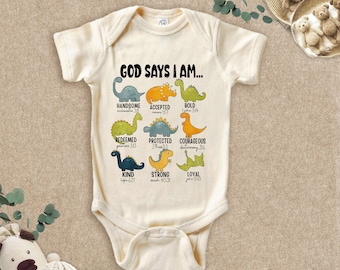 God Says I Am Handsome Baby Onesi - Vintage Natural Crew Neck- St Patrick's Day Kids Pullover