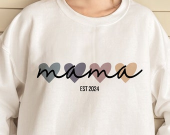 Personalized Mama Sweatshirt With Kids Names, Personalized Mom Sweatshirt, Custom Mama Sweatshirt with Kid Name on Sleeve, Custom Mama Est