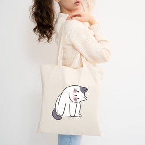 Cute Cat Canvas Tote Bag, Shopping Tote Bag, Black tote bag, Cotton bag, Shopping Bag, Canvas Tote, Tote gift bag, Black gift bag image 4