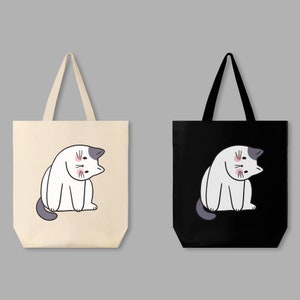 Cute Cat Canvas Tote Bag, Shopping Tote Bag, Black tote bag, Cotton bag, Shopping Bag, Canvas Tote, Tote gift bag, Black gift bag image 1