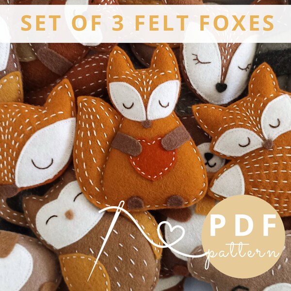 FOX BABY MOBILE animals sewing pattern pdf - felt ornaments pdf - woodland nursery decoration, stuffed creatures