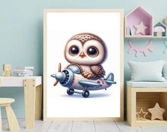 Aviator Owl Wall Art - Adorable Addition to Your Nursery Decor