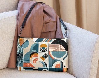 Contemporary geometric patterned crossbody bag