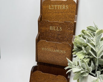 Vintage 1960 Mail Holder Key Hanging Bill Payment Organizer