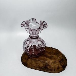 Vintage Fenton Pink Glass Vase With Ruffled Edges And Beaded Textured Design