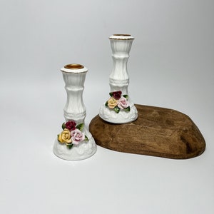 Vintage Hermitage Pottery Floral Taper Kerzenhalter