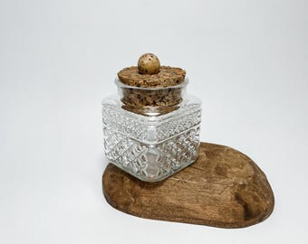 Vintage Anchor Hocking helderglazen Wexford diamantgeslepen jerrycans met kurken deksel