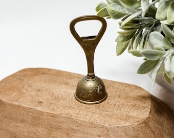 Vintage Brass Bell Bottle Opener with Etched Design Made in India