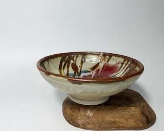 Handmade Studio Pottery large Ceramic Stoneware Glazed Bowl. Artist signed