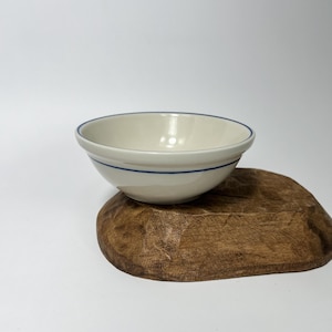 Vintage TSS China Restaurant Ware Bowl White With 2 Blue Stripe Bands
