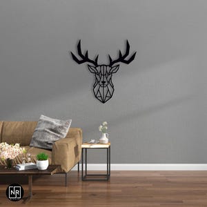 Deer Head Themed Metal Design Wall Art | Geometric Deer Head Wall Art | Metal Animal Wall Decor | Modern Deer Wall Decor