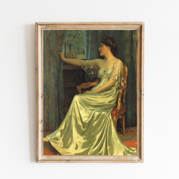 Dawn by Edmund Hodgson Smart,Vintage Woman Portrait Painting,Antique Moody Wall Art,Famous Art Print,Elegant Classic Unique Feminine Art