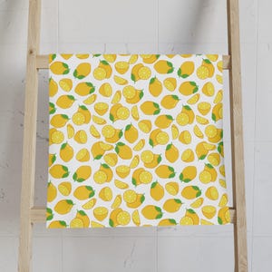 Lemon Kitchen Towel | Fresh Citrus Tea Towel for Summer, Farmhouse Fruit Kitchen Decor, Housewarming Gift, Cute Yellow Dish Towel, gifts