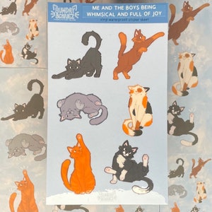 Me and The Boys Being Whimsical and Full of Joy Cat Vinyl Sticker Sheet | Sticker Sheet | Cat Sticker | Cute Stickers | Vinyl Stickers