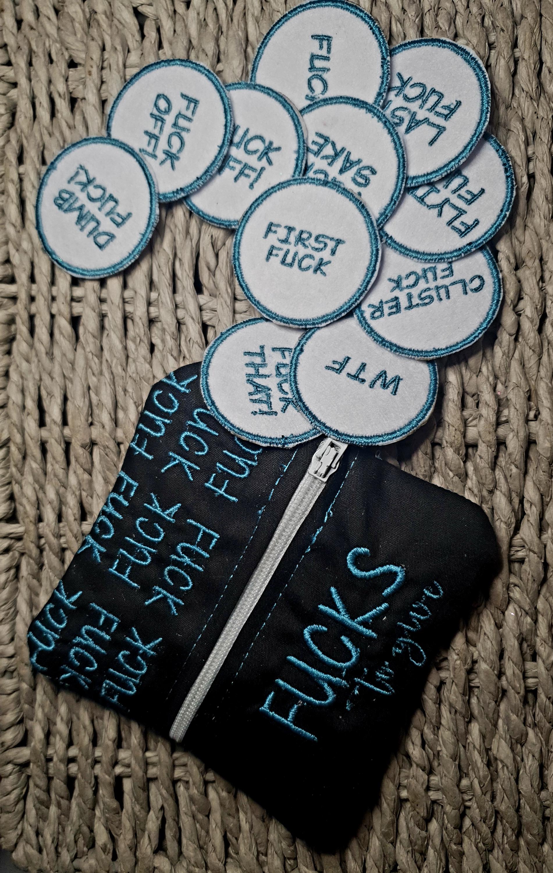 Rude Gift - FUCKS TO GIVE - Hen do - Secret Santa - embroidered novelty gift - personalised pouch with 12 tokens - fun gift - made to order