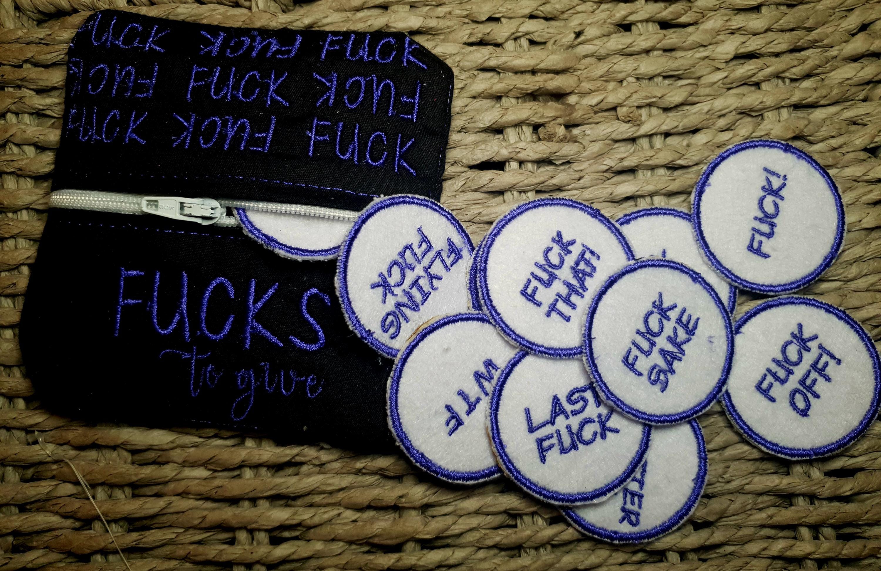 Rude Gift - FUCKS TO GIVE - Hen do - Secret Santa - embroidered novelty gift - personalised pouch with 12 tokens - fun gift - made to order