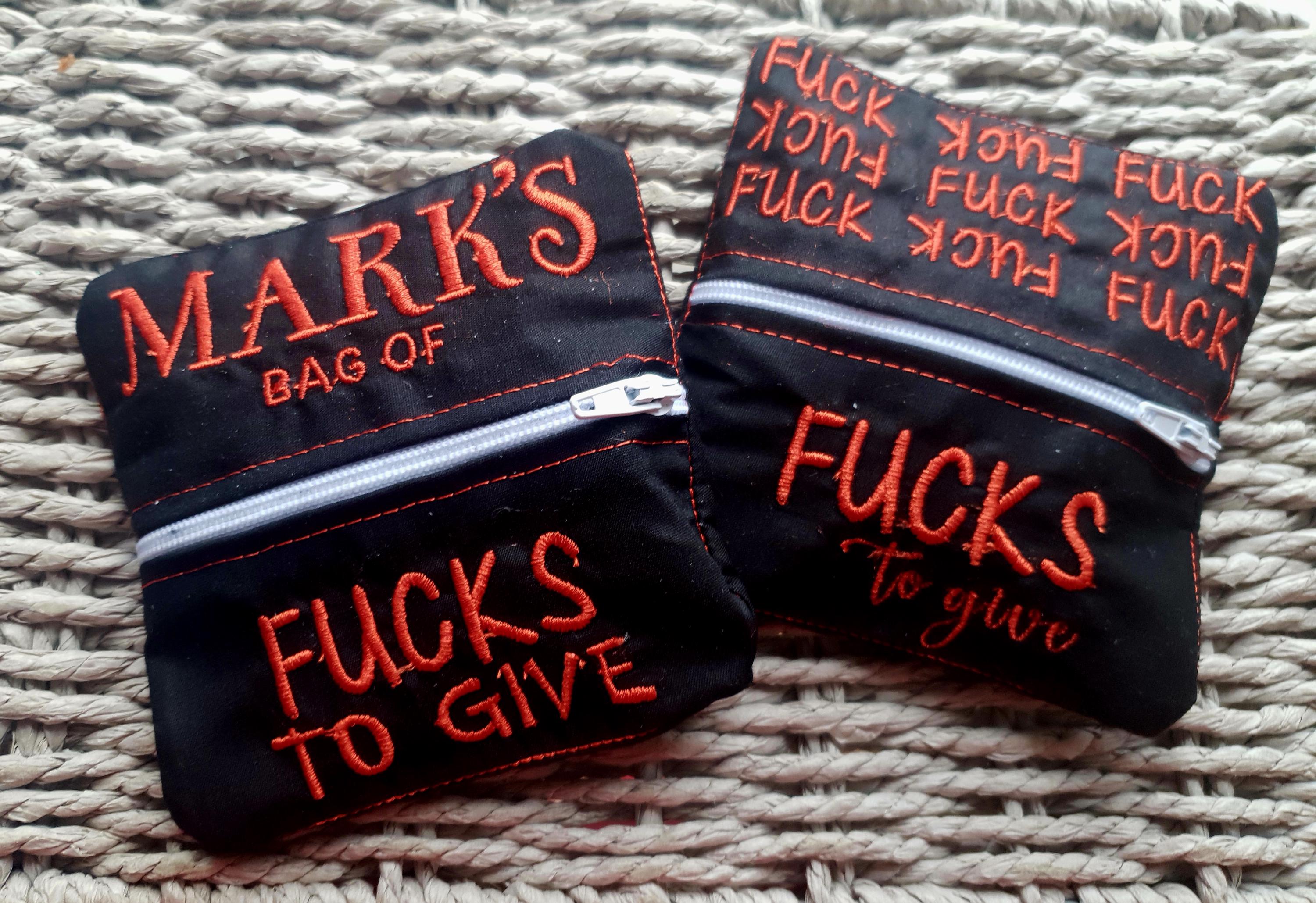 Rude Gift - FUCKS TO GIVE - Hen do - Secret Santa - embroidered novelty gift - personalised pouch with 12 tokens - fun gift - made to order
