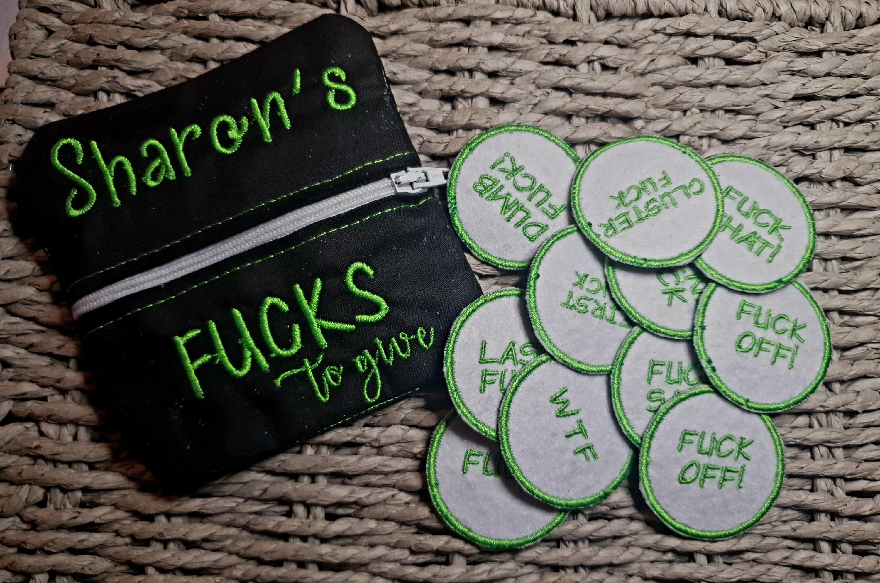 Rude Gift - FUCKS TO GIVE - Hen do - Secret Santa - embroidered novelty gift - personalised pouch with 12 tokens - fun gift - made to order