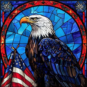 Digital Stained Glass Design for American Independence Day - Eagle Motif